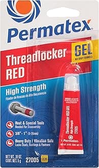 27005 High Strength Threadlocker: Permanently Locks Studs with 3,000 PSI Holding Power, Replaces Set Screws & Snap Rings, Removal Requires Heat or Special Tools, Red Gel, 5g