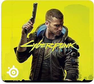 SteelSeries QcK Large Cyberpunk 2077 Edition Cloth Gaming Mousepad Exclusive Micro Woven Surface Optimized For Gaming Sensors Maximum Control Size L, Yellow, 63407
