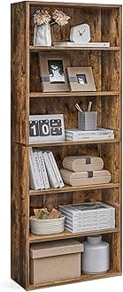 VASAGLE CUSTOS Collection - Bookshelf, 6-Tier Bookcase, Book Shelf, Open Storage Shelf, 9.4 x 23.6 x 63.3 Inches, for Living Room, Home Office, Dinning Room, Rustic Brown ULBC166X01