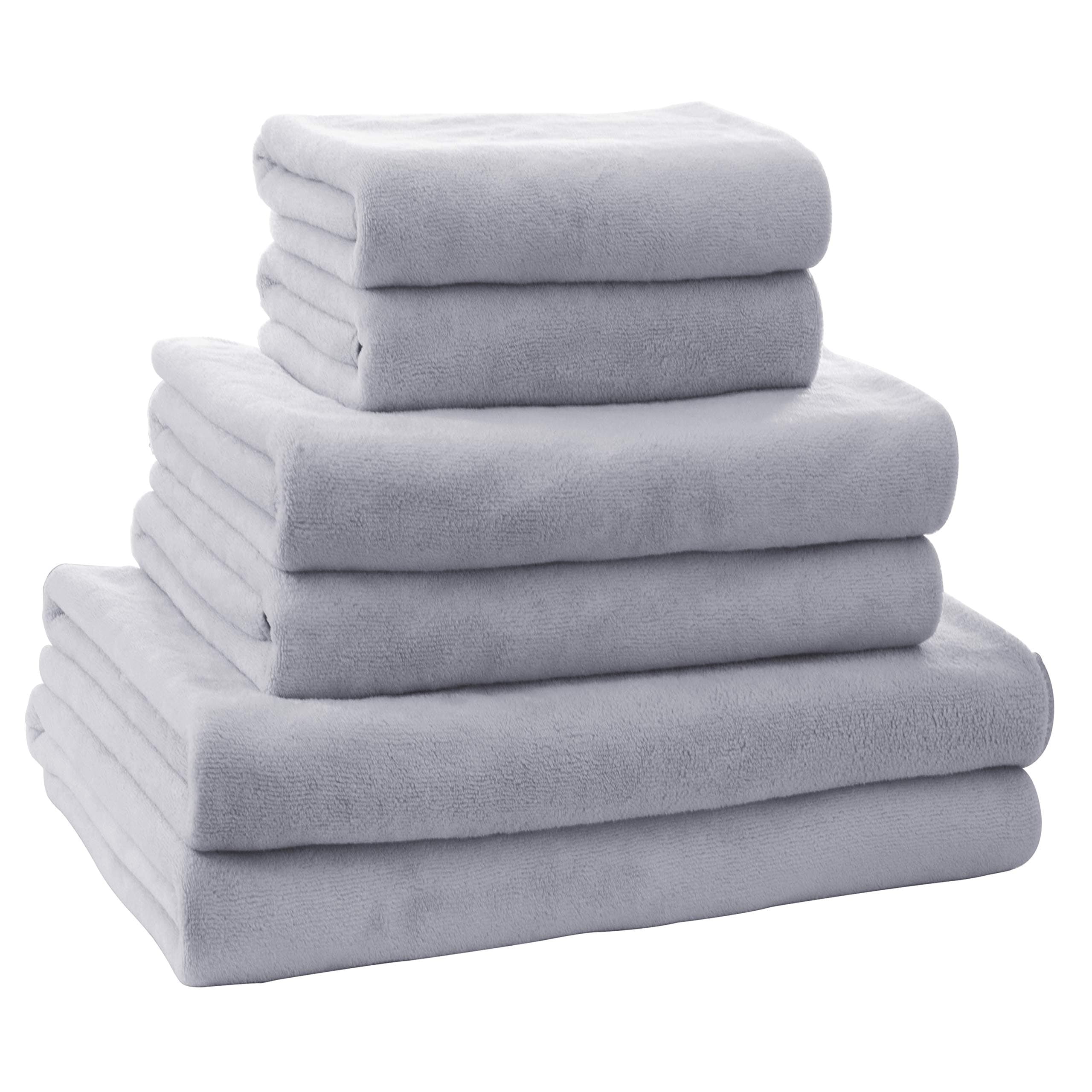 SOFTOWN Microfiber Soft Bath Towels Ultra Absorbent 6 Pack Gray Large