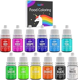 Food Coloring Set - 12 Vivid Colors Food Coloring Set for Baking, Cake Decorating, Cookie, Fondant and Macaron - Liquid Tasteless Food Color Dye for Handmade Crafts Making - .25 fl. oz. Bottles