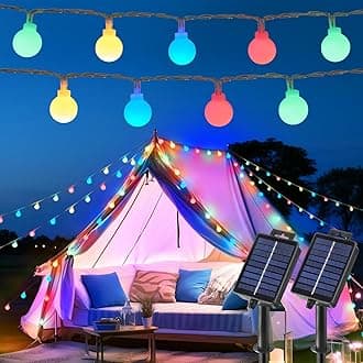 Brightown Solar Lights Outdoor Waterproof, 2 Packs Total 39Ft 120 LED Globe Solar String Lights for Outside, 8 Modes Outdoor Solar Lights for Yard Balcony Patio Tree Canopy Party (Multicolor)