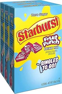 Starburst Singles To Go Powdered Drink Mix, Fruit Punch, 3 Boxes with 6 Packets Each - 18 Total Servings, Sugar-Free Drink Powder, Just Add Water, 6 count (Pack of 3)