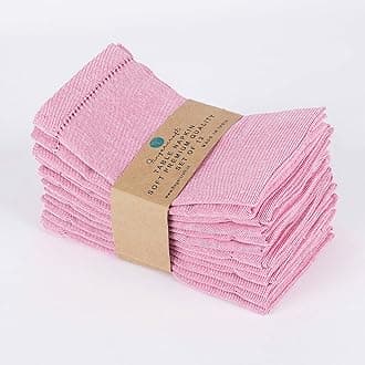 FINGERCRAFT Faggoting Hemstitched Table Napkins - 20x20 Inch, 100% Cotton with Extra-Tough Stitching Perfect for Formal Dinners, Holiday Gatherings, and Everyday Use (Rose Pink)