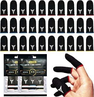 30 PCS 3 Colors Mobile Phone Gaming Finger Sleeves, Nuozme Finger Sleeves Compatible with All Touchscreen Devices, 0.15mm Superconducting Nanofibers, Smooth Feel, Anti-Sweat, Extremely Thin