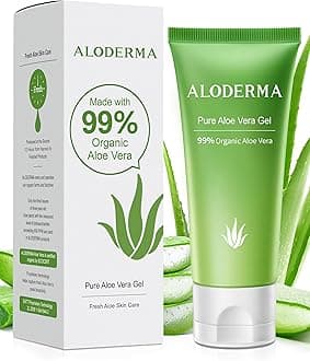 Aloderma Pure Aloe Vera Gel - Soothes and Hydrates Dry, Itchy, or Irritated Skin; great for Acne, Dandruff, Sunburn, Rashes (4 oz)