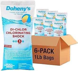 Doheny's Di-Chlor Shock | 100% Professional-Grade | Calcium-Free Pool Sanitizing and Shock Treatment | for Salt & Chlorine Pools | 56% Stabilized Chlorine | 6 x 1lb Bags (6lb Total)