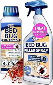BedBug Killer Pack - Fast Acting Bed Bug Spray & Natural Powder. Professional Strength Bed Bug Treatment for Home Use. 1 Litre Spray & 300g Powder