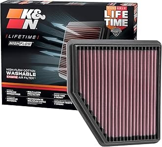 K&N High-Flow Original Lifetime Engine Air Filter: Increase Power: Premium, Washable: Compatible with 2019-2025 NISSAN: Altima, 33-5095