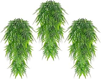 Garland Hanging Vines 3 PC Artificial Leaves Fake Greenery Faux Plants Realistic Home Office Decoration Indoor Outdoor (Light Green)