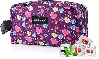 Cerbonny Freezable Lunch Cooler for Work, School, Travel - Leak-proof Insulated Bag for Kids/Adults, Fits Yogurt (Purple Heart)