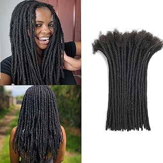 Locs Extension Human Hair 0.6cm Dreadlock Extension 6 Inch 30 Str Natural Black Human Hair Locs Full Handmade Permanent Dreadlock Extension Can Be Dyed and Bleached for Women Men