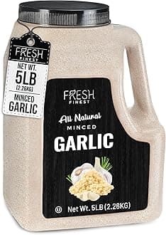 Fresh Finest Minced Garlic - Bulk 5 LB - Dried Garlic Flakes, Ready-to-Use Seasonings for Cooking - Kosher Certified Dehydrated Garlic, Ideal Use For Vegetables, Rubs, Salads, Dressings and More