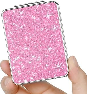 Pocket Mirror, Small Travel Mirror with Magnification, Portable Double-Sided Magnifying Cosmetic Mirror for Daily (Glitter - 1)