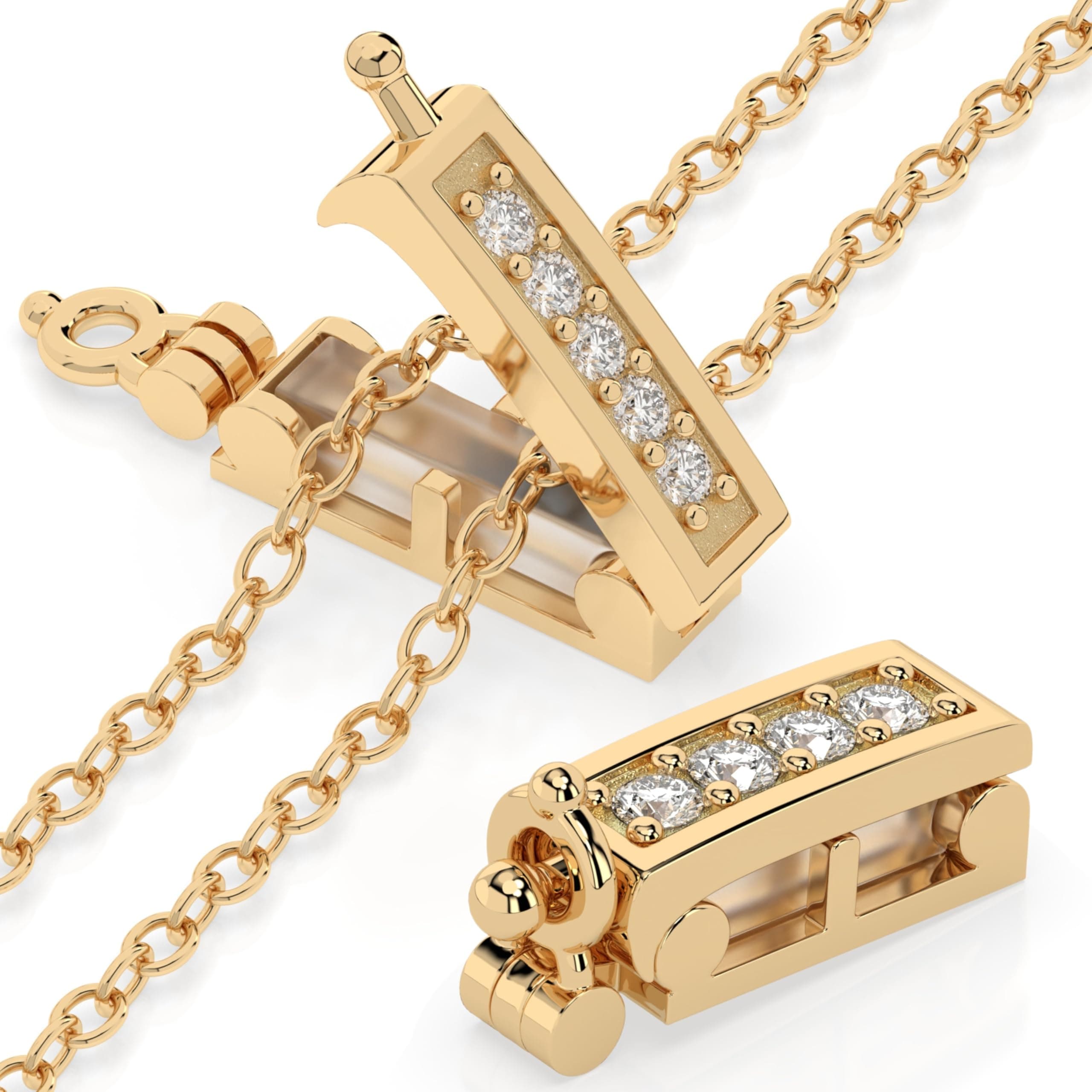 Necklace Shortener 2 Pc Set for Thin Chains 18K Gold Plated Brass Necklace Shortener Clasp with Cubic Zirconia Accents