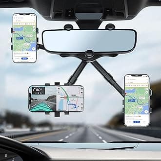Mayklen Mobile Holder for Car 360 Degree, Rear View Mirror Phone Holder, Anti-Fall Phone Stand Adjustable MobileStand for Car, Rotatable Car Mobile Holder for Dashboard - 2 Packs