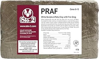 SIO-2 PRAF White High Fire Sculpture Clay, 4 lb (Cone 6-10) Natural Modeling Pottery Clay for Sculpting & Hand Building
