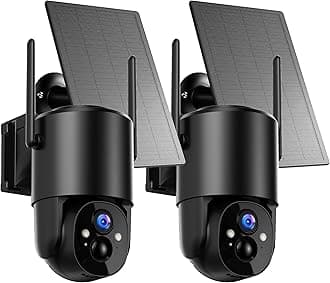 YUPBOE Security Cameras Wireless Outdoor Solar: Battery Cameras for Home Security WiFi Camera Outdoor Surveillance Camera PTZ 360° CCTV Cam System with Floodlight Color Night Vision PIR Sensor