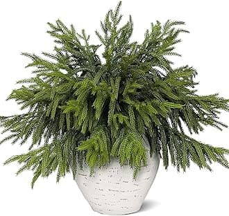 80 Pcs Real Touch Norfolk Pine Branches, Artificial Christmas Green Plants Branch Faux Greenery Stem Fake Pine Picks for Vase DIY Crafts Garland Wreath Xmas Indoor Outdoor Decor(18 Inches)