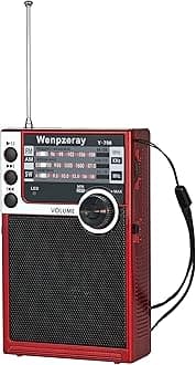 Y-706 Portable Pocket Radio AM FM SW Band Compact Receiver Battery Powered Transistor Loud Speaker Support USB/TF Card Playback Headphone Jack for Indoor Outdoor Emergency (Red)