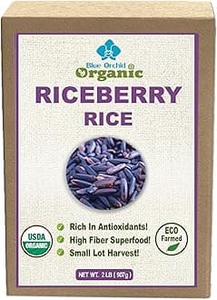 Organic Riceberry Rice 2 LB - Purple Thai Black Jasmine Whole Grain - Gluten Free High Fiber Superfood - Non-GMO Antioxidant Rich - Premium Gourmet Cooking Rice