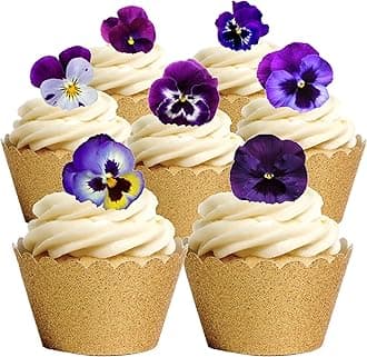 30 Purple Lilac Pansy Pansies Flower Edible Wafer Paper Cake Toppers Decorations