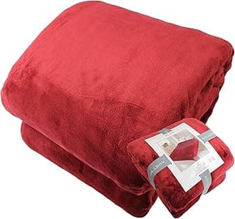 Queen Blanket Soft Extra Large for Fall Winter Spring All Season Cozy Warm 430GSM Medium Weight Thermal Thick Flannel Fleece for Couch Bed Sofa 88 x 95 inches (Burgundy, 1)