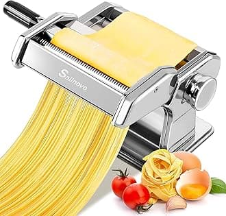 3 in 1 Pasta Maker Machine - 9 Adjustable Thickness Settings Aluminum Alloy Pasta Roller & 2 Width Cutters for Fresh Spaghetti, Fettuccini, Lasagna, Dumplings - Stainless Steel, Silver