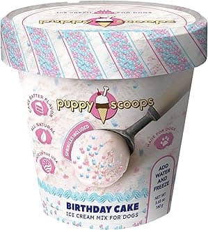 Dog Ice Cream Mix - Just Add Water and Freeze at Home, Powder Mix with Ice Cream Cup and Reusable Lid, (Birthday Cake with Pupfetti Sprinkles Flavor), 5.65 oz - Made in USA
