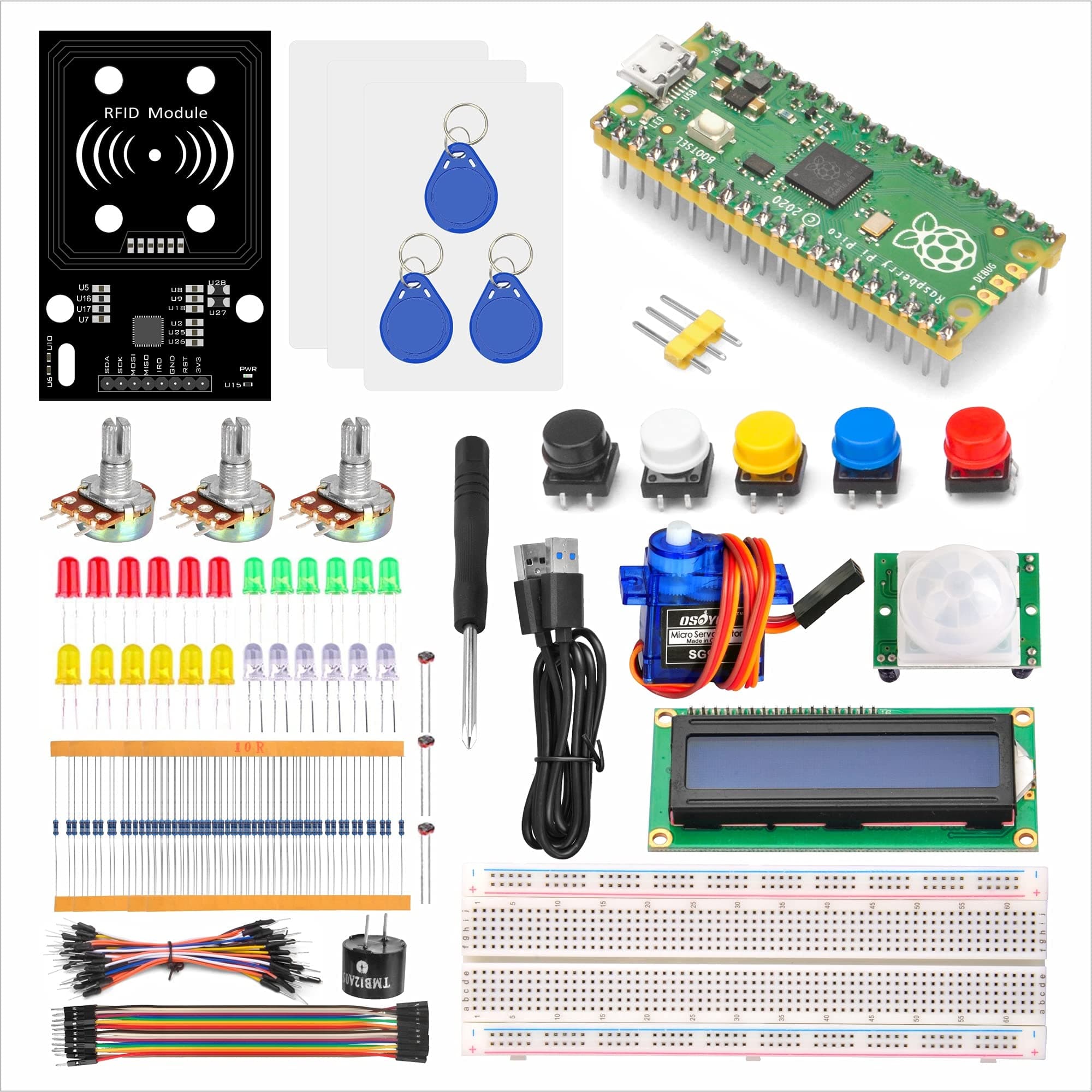 OSOYOO Raspberry Pi Pico Python hardware Programming Learning Kit| MicroPython and Graphical Programming Tutorials|Includes Raspberry Pi Pico with Pre-Soldered Header|Beginners & Software Engineer