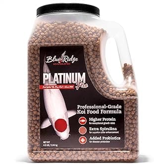 - Blue Ridge Koi Fish Food 4.5lb - Koi Food 3/16” Platinum Pro Formula Goldfish Food, Premium Fish Food for Ponds, Ponds Fish Food, Floating Pond Pellet