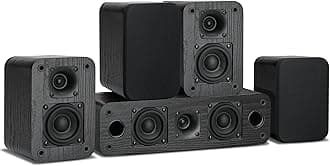 Saiyin 5.0 Channel Surround Sound Systems for Home Theater | 160 Watts Peak Power | Passive Speakers with Black Classic Retro Wood Grain | Amplifier or Receiver Required | Cable Not Included