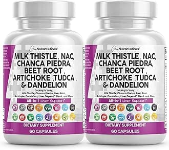 Clean Nutraceuticals Milk Thistle NAC Chanca Piedra Beet Root Artichoke Astragalus Dandelion Root - Liver Cleanse Supplement Plus TUDCA Choline & Ginger - 2Pack