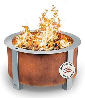 Breeo Smokeless Fire Pit (X-Series 24, Corten Steel) - 27.5" Outdoor Smokeless Fire Pit - 28kg - Ideal for Families - Compatible with a Variety of Breeo Accessories - Gifts