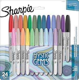 Permanent Markers Fine Point Featuring Mystic Gem Color Markers Assorted 24 Count
