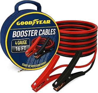 Goodyear Heavy Duty Jumper Cables for Car Battery – 4 Gauge 16 ft Booster Cables with Carrying Case for Cars, Trucks, SUVs, Emergency Roadside Kit