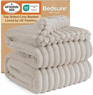 Bedsure Bed Blankets King Size - Fleece Blanket Fluffy Cosy Warm Blankets, Soft Cute Double Size Throw Gifts for Women and Girls, Beige, 230x270 cm