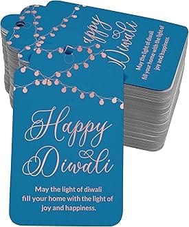 Inkdotpot 100 Pack Happy Diwali Favor Paper Tags Craft Rose Gold Foil Hang Tag