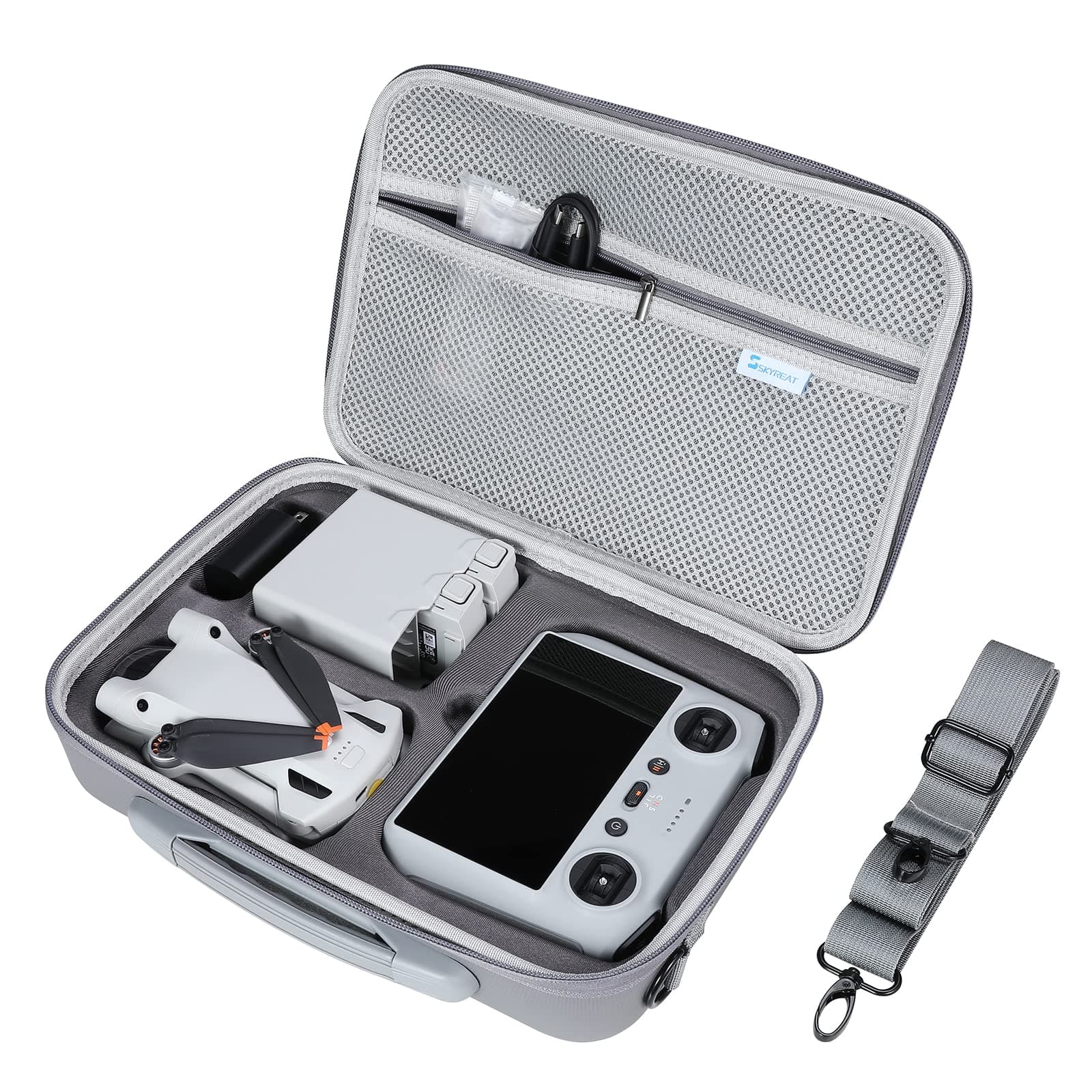 Skyreat Mini 3 Pro Case, PU Leather Hard Carrying Case Compatible with DJI Mini 3 Pro Drone and Accessories