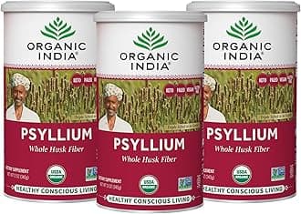 - Psyllium Herbal Powder - Whole Husk Fiber, Healthy Elimination, Keto Friendly, Vegan, Gluten-Free, USDA Certified Organic, Non-GMO, Soluble & Insoluble Fiber - 12 oz Canister, 3 Pack