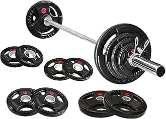 Olympic Cast Iron Plate for Strength Training and Weightlifting, Pairs, Sets or Set with Barbell, Multiple Sizes