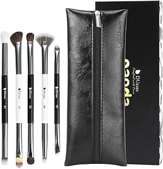 DUcare Eye Makeup Brushes Set, 5pcs Duo End Eyeshadow Brush Set with Travel Bag, Professional Eye Shadow Brushes Kit for Concealer, Eyebrow, Eyeliner, Nose Contouring, Blending