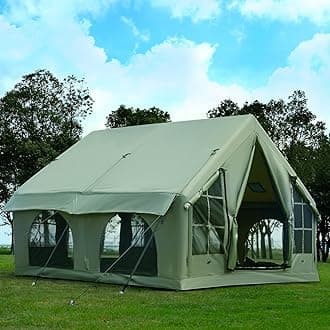 Inflatable Camping Tent, Large Blow-Up Air Tent, No Assembly Needed Luxury Glamping House, Oxford Fabric