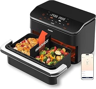 Dual Blaze TwinFry 10L Air Fryer with 4 Heating Tubes & Flexible Chambers, Even Heat Distribution, Temperature up to 240°C, Black