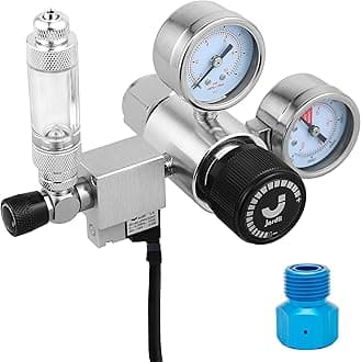 Aquarium CO2 Regulator with Solenoid, Dual Gauges & Bubble Counter for Planted Tank CO2 Injection System - Adjustable Output Pressure (Complete Set: PRO-E1)