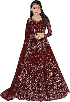 PREHANA FASHION Girls Ethnic Wear Embroidery Work Readymade Traditional Lehenga Choli With Dupatta Set