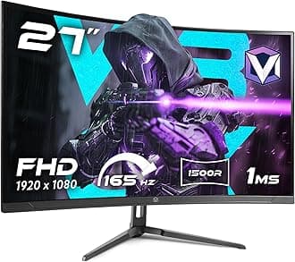 Vibox 27 Inch, 165Hz Curved Gaming Monitor - FHD 1080p Resolution, 1ms, Adaptive Sync, HDMI & DisplayPort