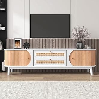 BTM TV Cabinet, TV Stand with Doors and Drawers, TV Table Natural Wood Color Mixed, 170x40x46cm
