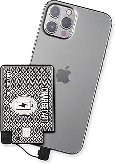 AquaVault ChargeCard – Ultra Slim Emergency Power Bank (2300mAh) – Fits in Wallet – USB-C & Micro-USB – Durable Steel Body – Flight-Safe for iPhone 12-17 & Android - Black