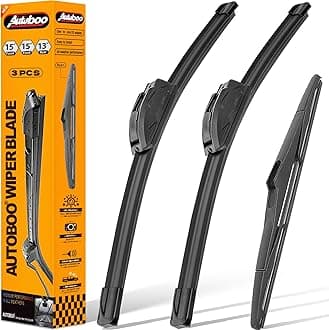 AUTOBOO 15"+15" Windshield Wipers with 13 Inch Rear Wiper Blade Replacement for Jeep wrangler JK 2008-2018,Jeep wrangler 2007-2017-Original Factory Quality (Pack of 3)